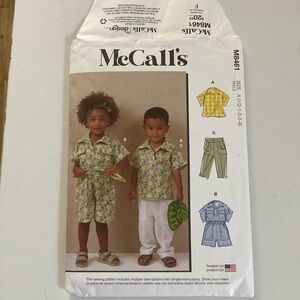 McCall's Toddler Pattern M8461 top pants shortall romper 1/2 1 2 3 4